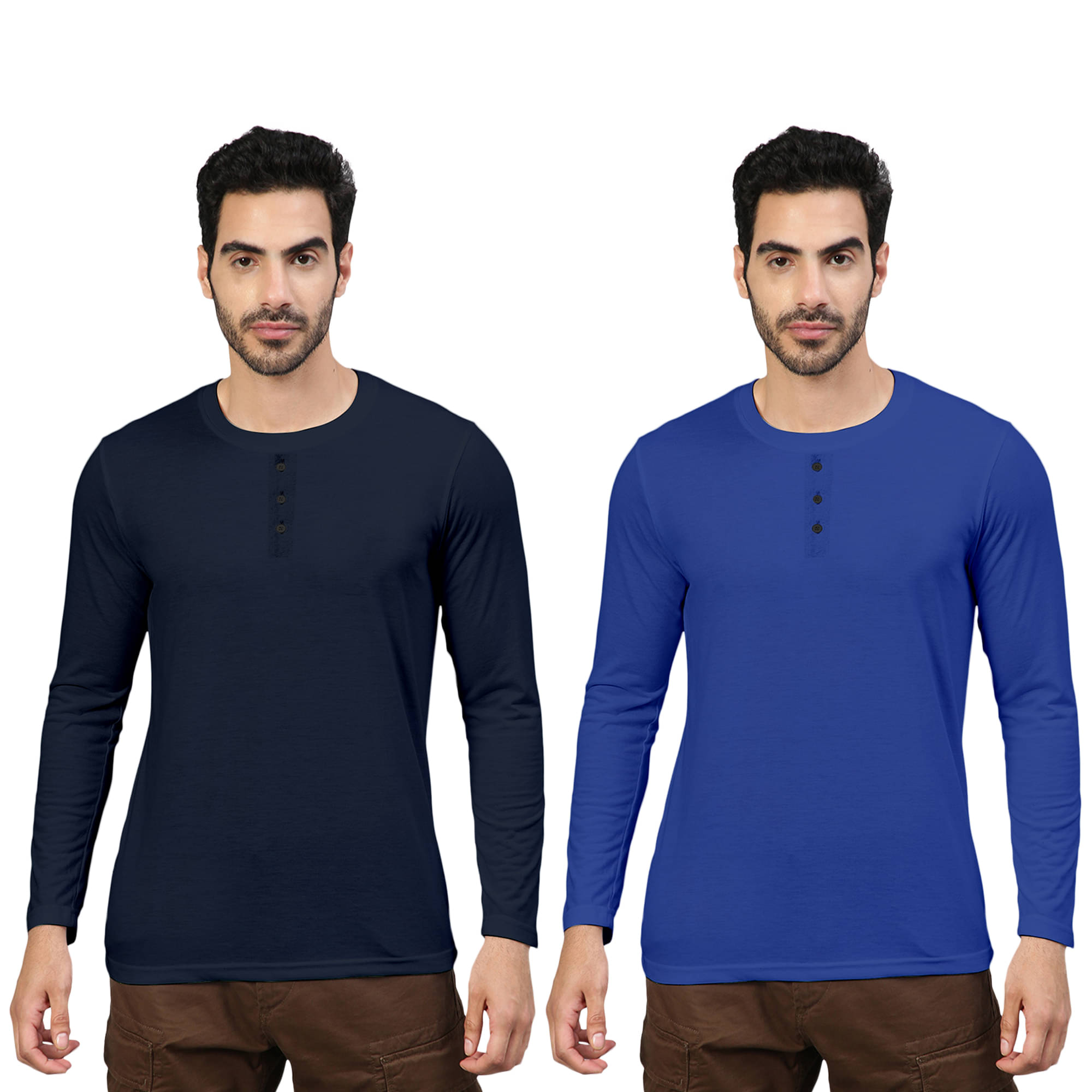 FTX Pack of 2 Cotton Blend Regular Fit Men's T-Shirt ( Melange Blue ) FTX Pack of 2 Cotton Blend Regular Fit Men's T-Shirt ( Melange Blue )