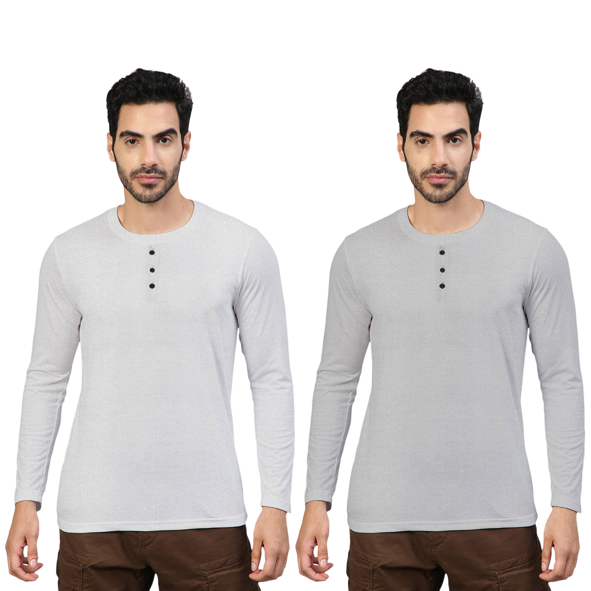 FTX Pack of 2 Cotton Blend Regular Fit Men's T-Shirt ( Grey )