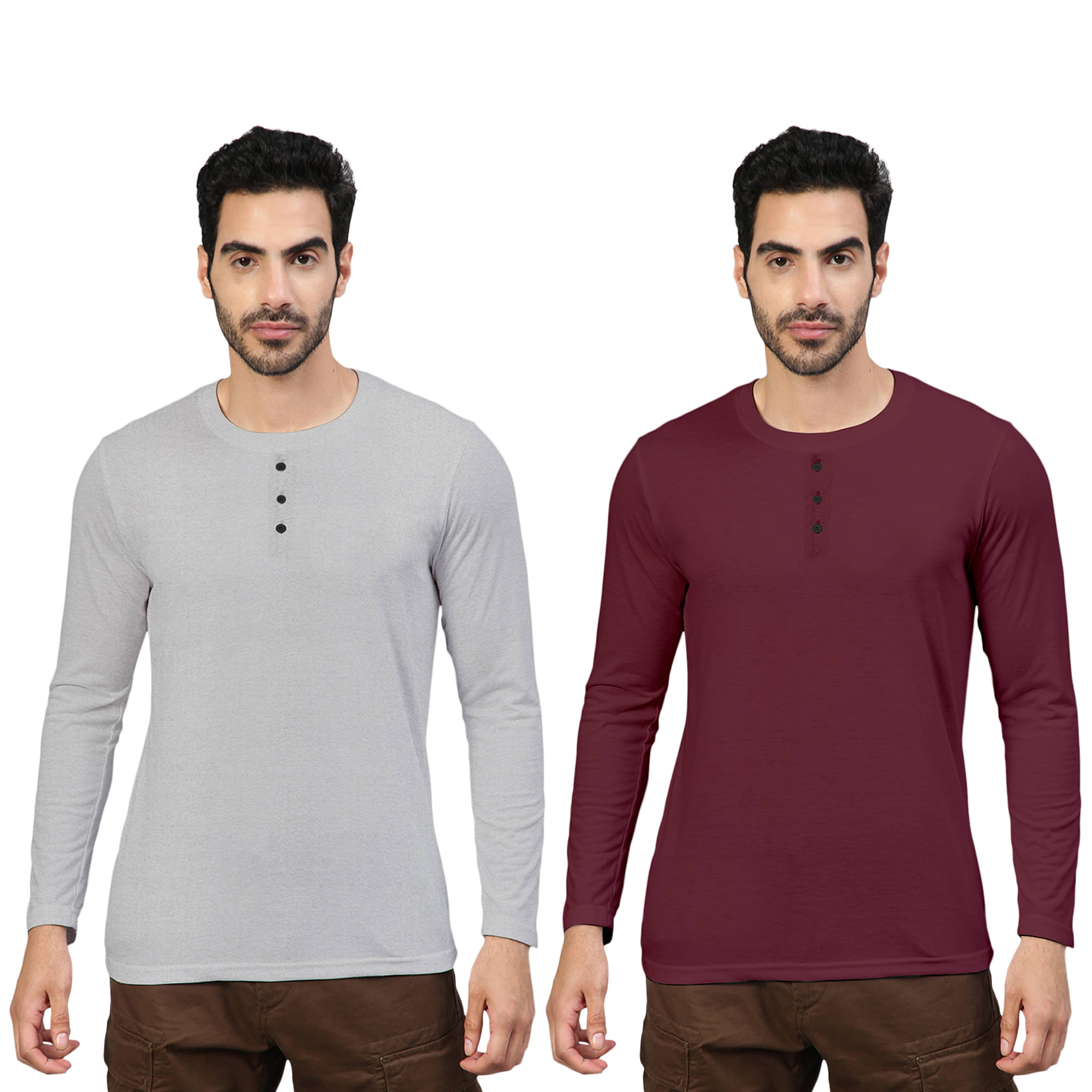 FTX Pack of 2 Cotton Blend Regular Fit Men's T-Shirt ( Grey Melange ) FTX Pack of 2 Cotton Blend Regular Fit Men's T-Shirt ( Grey Melange )