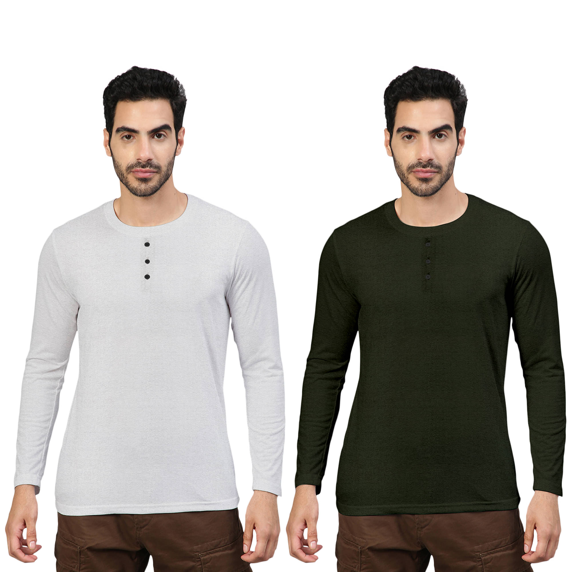 FTX Pack of 2 Cotton Blend Regular Fit Men's T-Shirt ( Olive Green ) FTX Pack of 2 Cotton Blend Regular Fit Men's T-Shirt ( Olive Green )