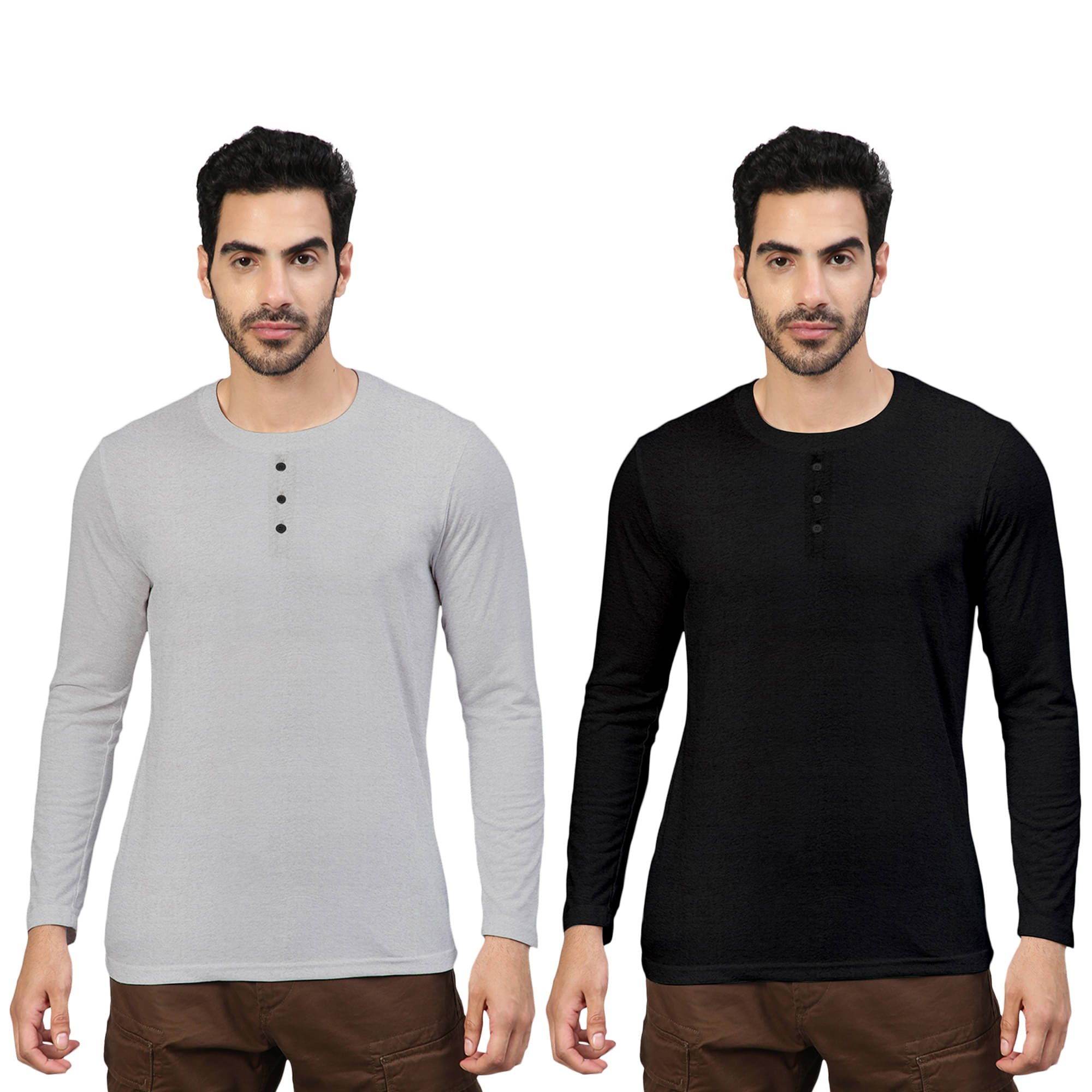     			FTX Pack of 2 Cotton Blend Regular Fit Men's T-Shirt ( Light Grey )