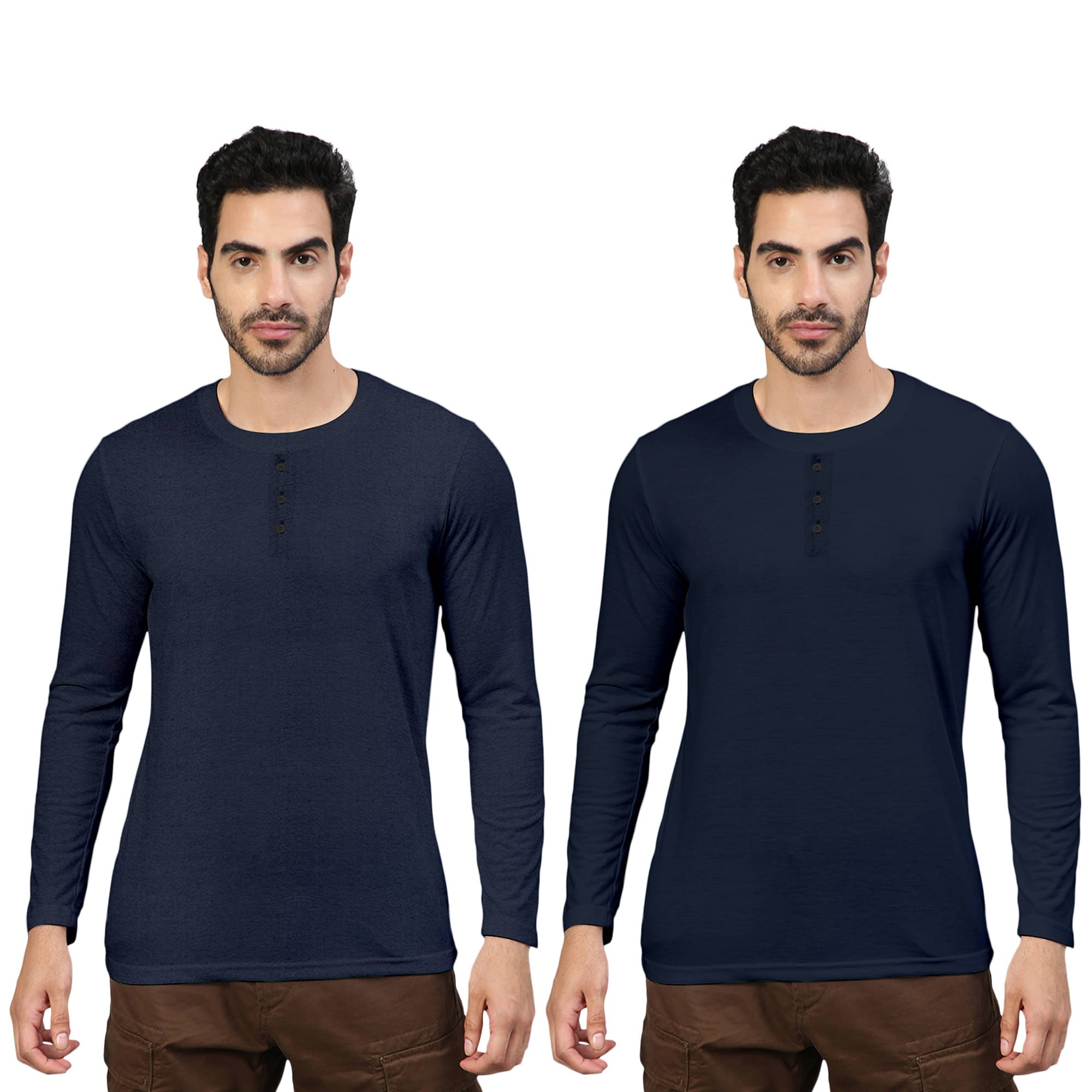     			FTX Pack of 2 Cotton Blend Regular Fit Men's T-Shirt ( Navy )