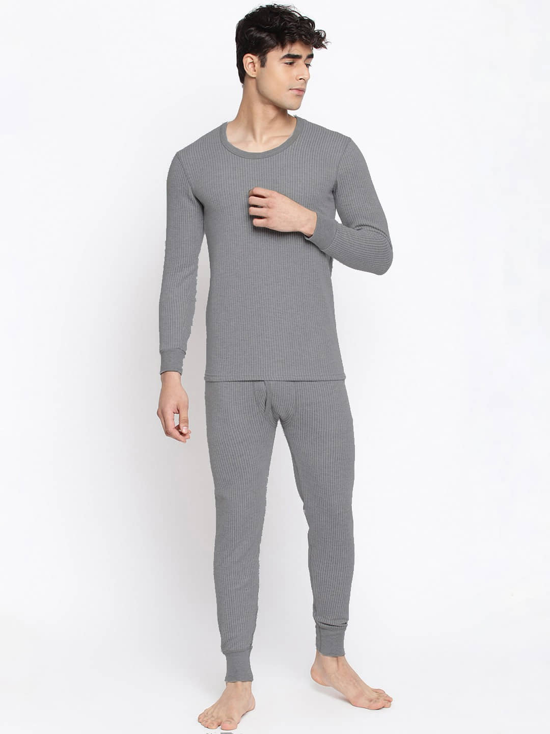 GET GOLF Pack of 1 Cotton Blend Thermal Sets For Men's ( Grey )