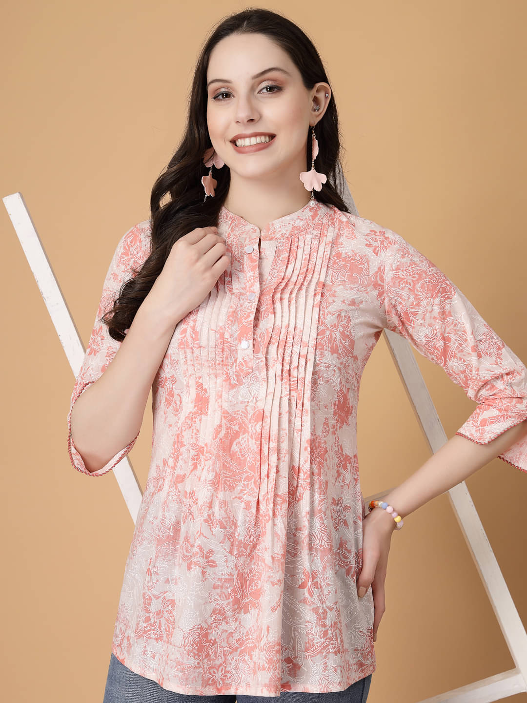 GOD BLESS Women's Cotton A-Line Top ( Peach ) GOD BLESS Women's Cotton A-Line Top ( Peach )