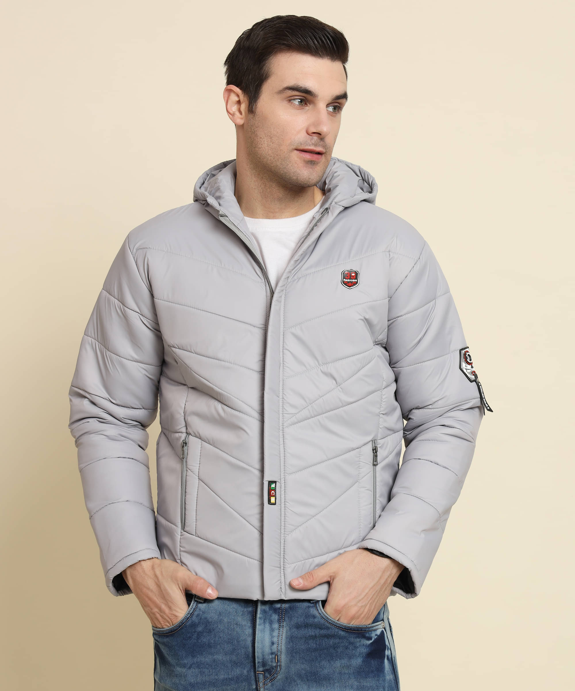     			HEMLOCK Nylon Men's Quilted & Bomber Jacket - Grey ( Pack of 1 )