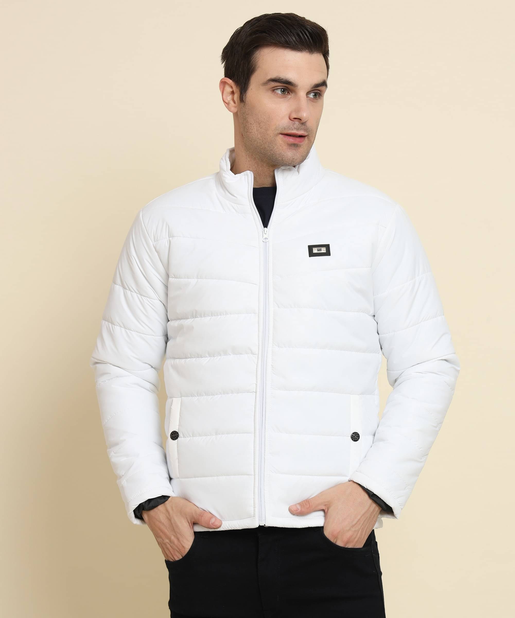     			HEMLOCK Nylon Men's Quilted & Bomber Jacket - White ( Pack of 1 )