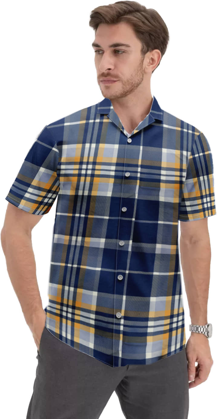 Leotude Cotton Blend Regular Fit Checks Half Sleeves Men's Casual Shirt - Blue ( Pack of 1 )