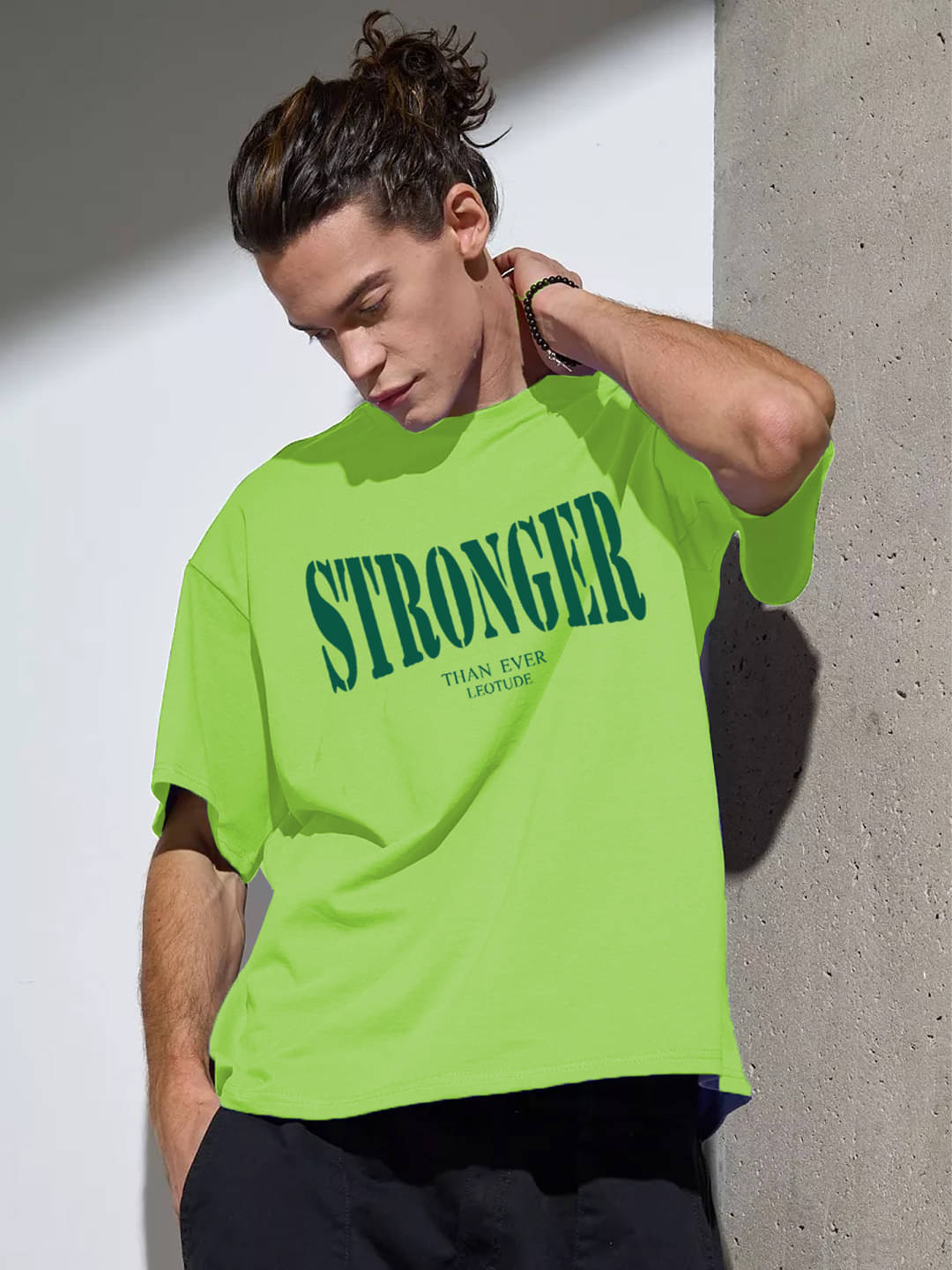     			Leotude Pack of 1 Cotton Blend Oversized Fit Men's T-Shirt ( Green )