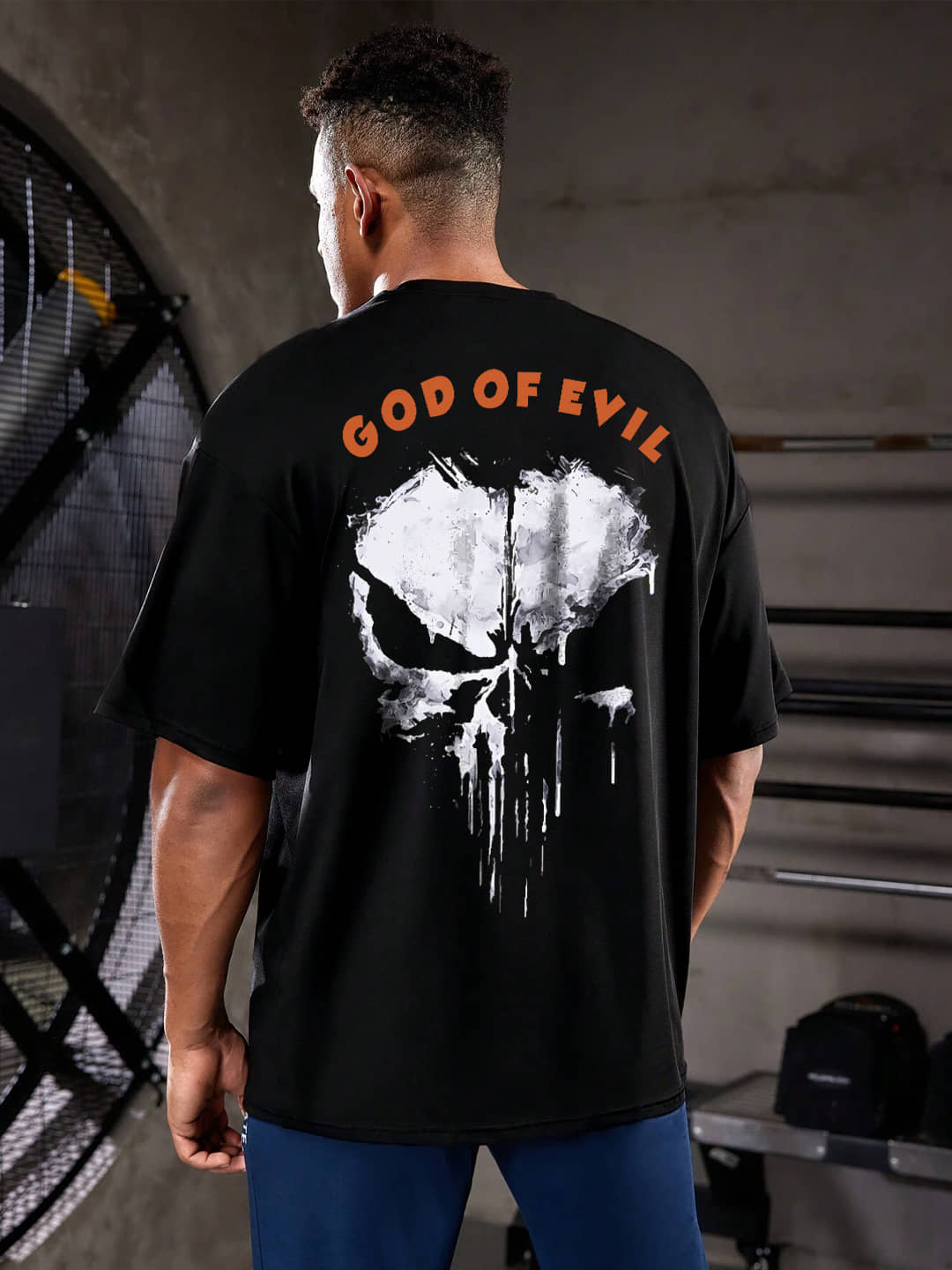 Leotude Men Cotton Blend Oversized Fit Printed T-Shirt ( Black )