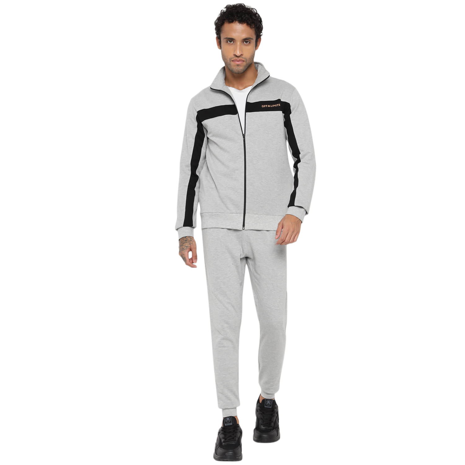 OFF LIMITS Grey Melange Polyester Regular Fit Striped Men's Sports Tracksuit ( Pack of 1 ) OFF LIMITS Grey Melange Polyester Regular Fit Striped Men's Sports Tracksuit ( Pack of 1 )