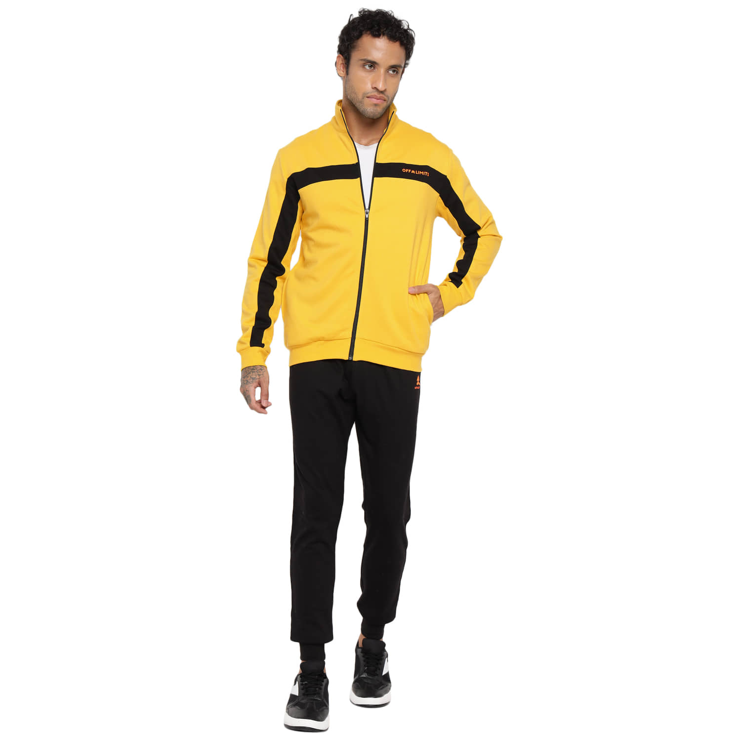 OFF LIMITS Yellow Polyester Regular Fit Striped Men's Sports Tracksuit ( Pack of 1 )