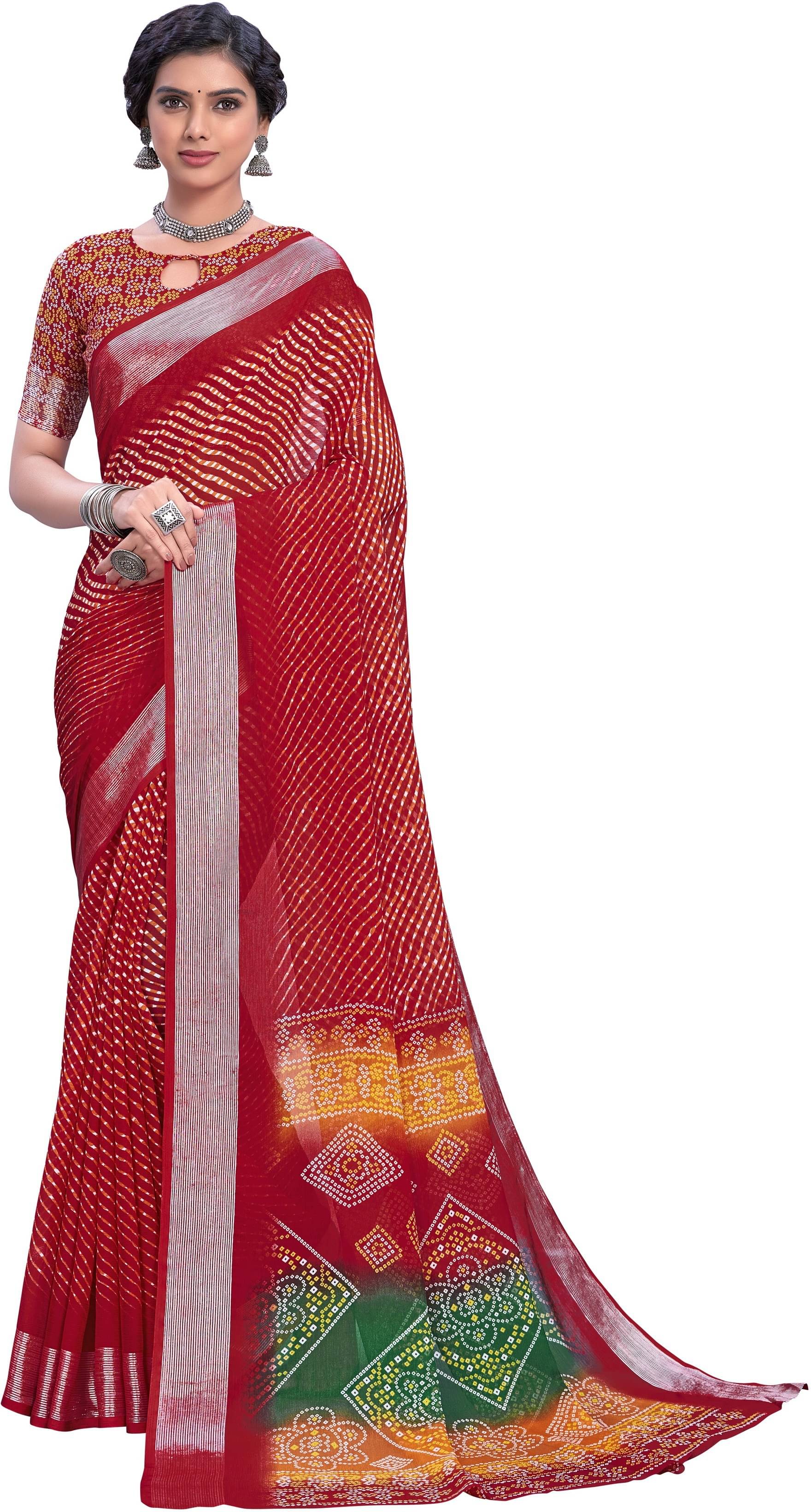 Sariya Viscose Printed Saree With Unstitched Blouse Piece ( Red ) Sariya Viscose Printed Saree With Unstitched Blouse Piece ( Red )