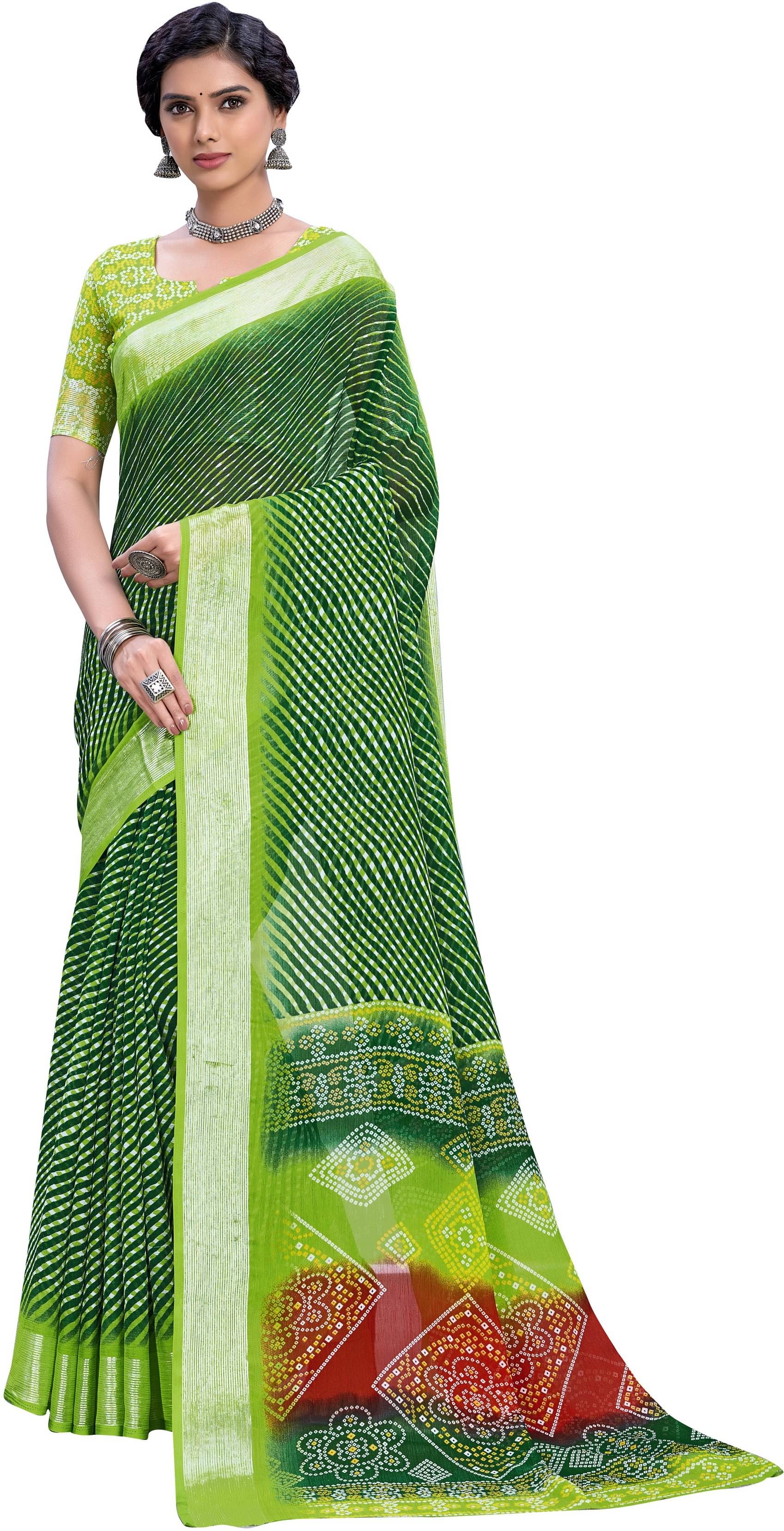 Sariya Viscose Printed Saree With Unstitched Blouse Piece ( Lime Green ) Sariya Viscose Printed Saree With Unstitched Blouse Piece ( Lime Green )