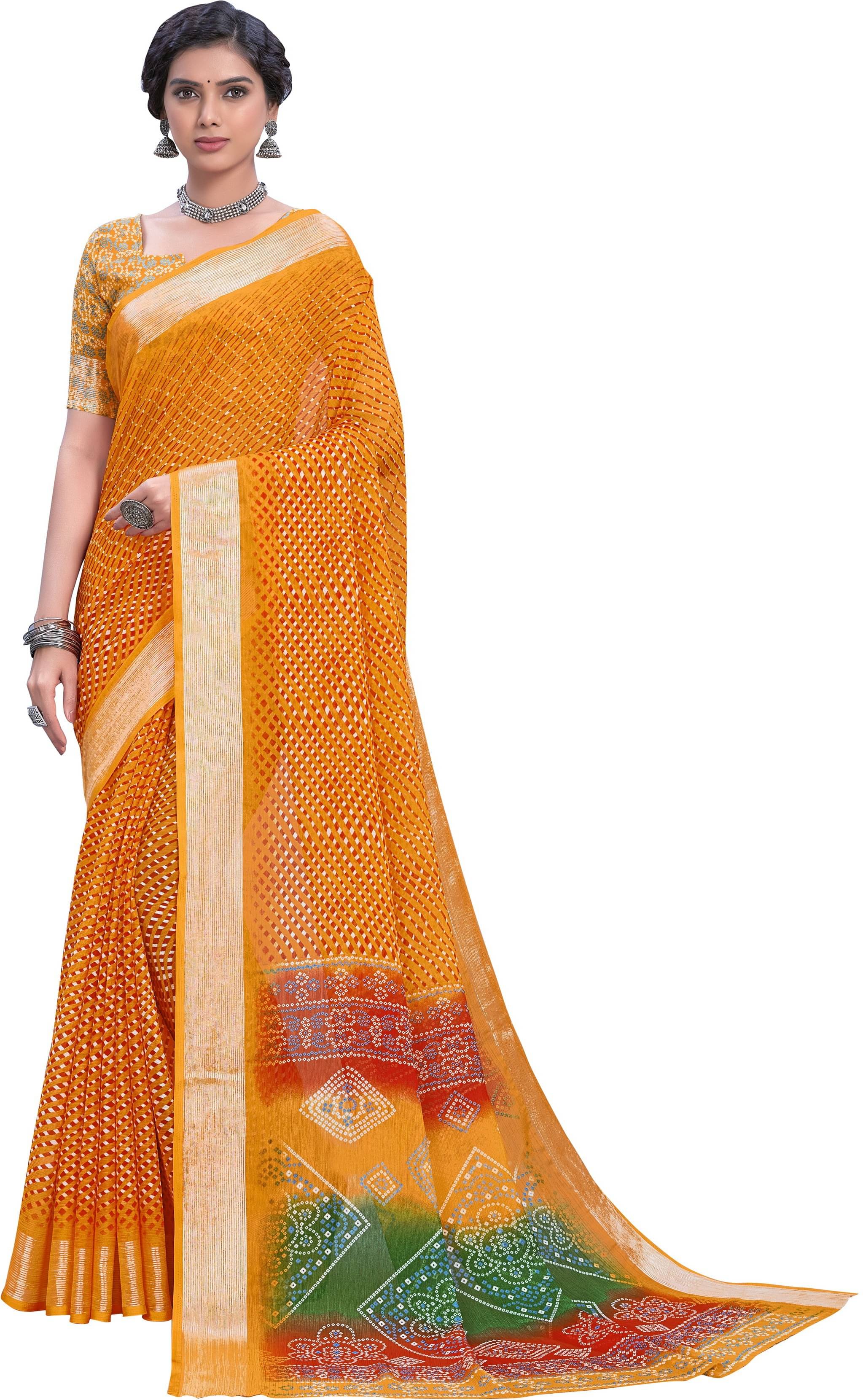 Sariya Viscose Printed Saree With Unstitched Blouse Piece ( Mustard ) Sariya Viscose Printed Saree With Unstitched Blouse Piece ( Mustard )