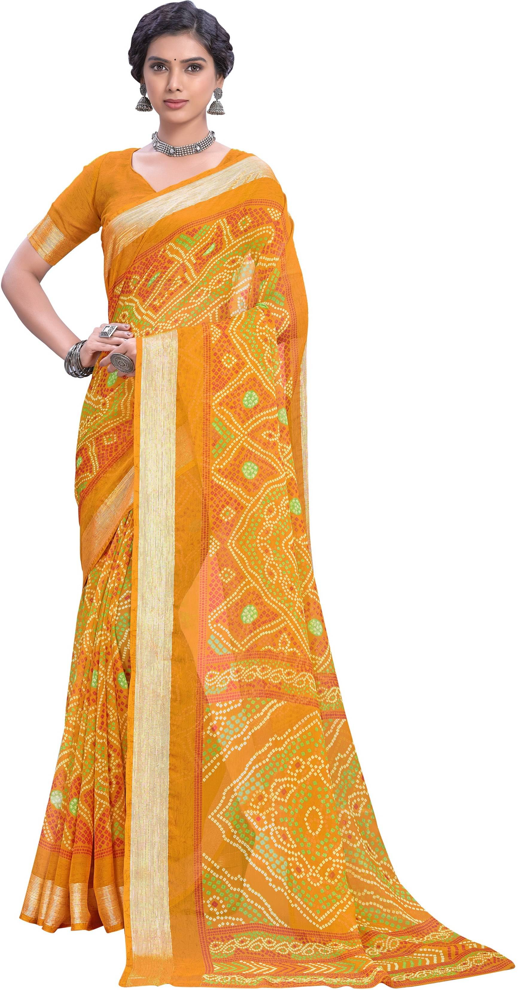Sariya Viscose Printed Saree With Unstitched Blouse Piece ( Yellow ) Sariya Viscose Printed Saree With Unstitched Blouse Piece ( Yellow )