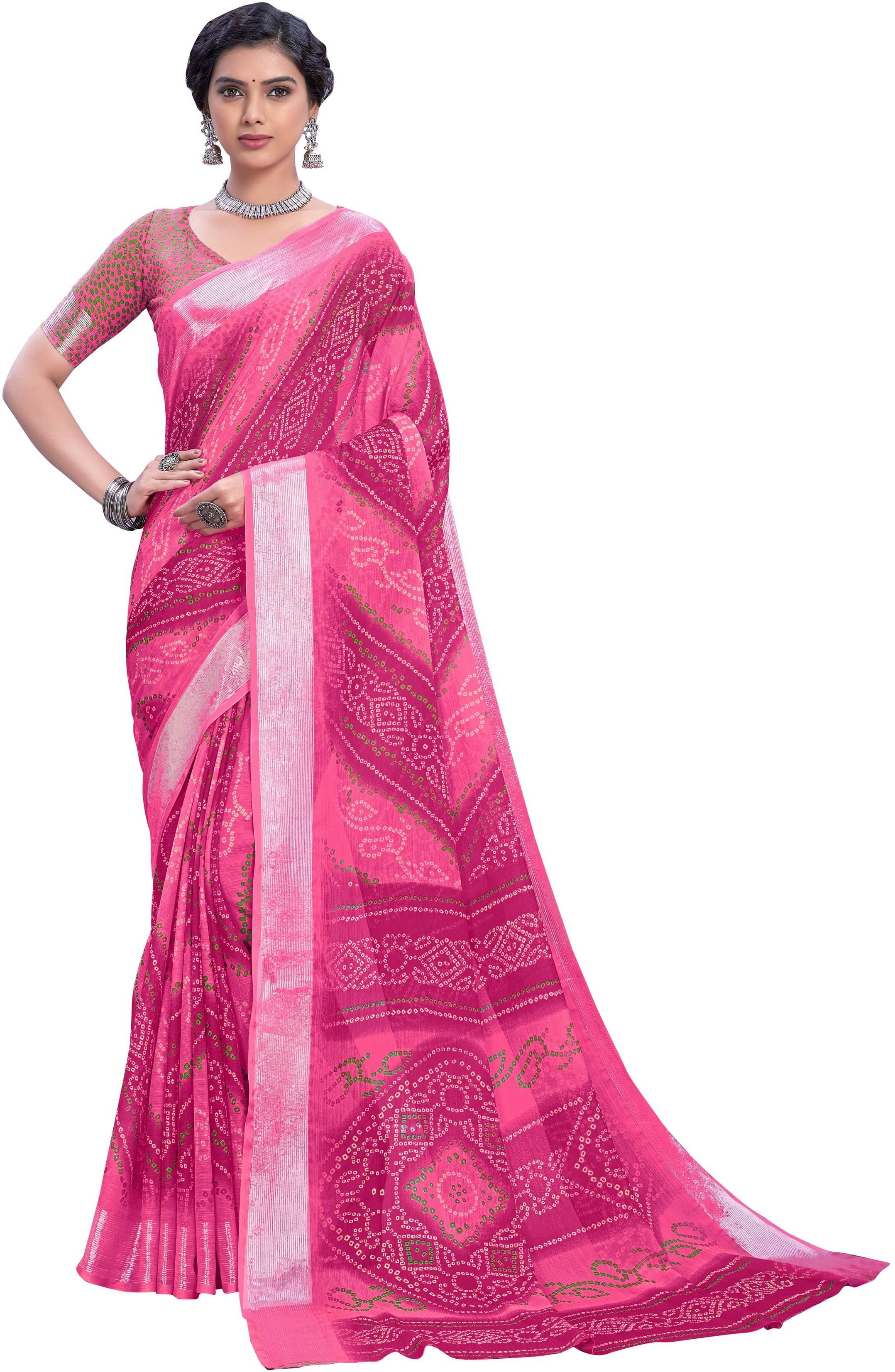 Sariya Viscose Printed Saree With Unstitched Blouse Piece ( Pink ) Sariya Viscose Printed Saree With Unstitched Blouse Piece ( Pink )