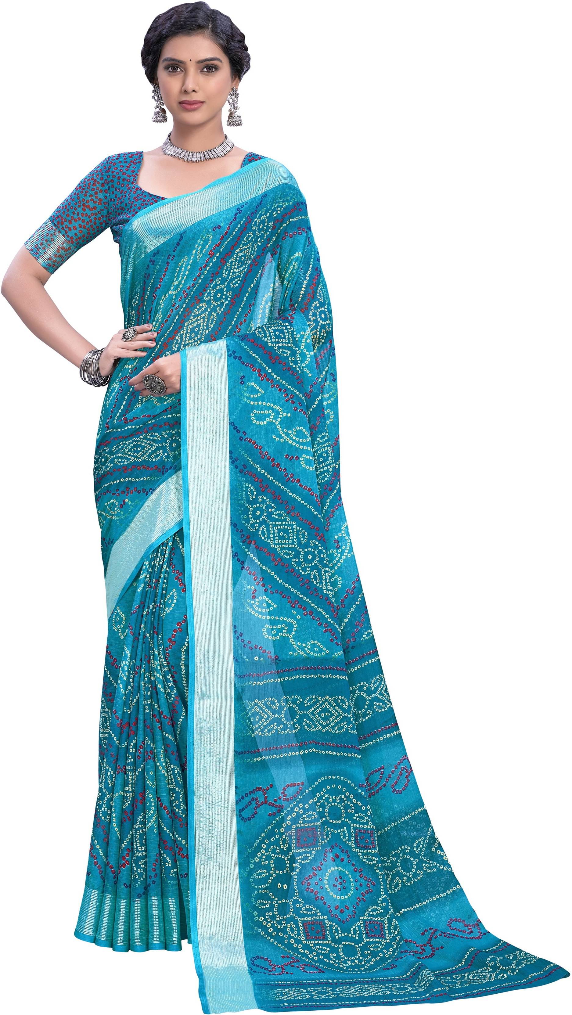 Sariya Viscose Printed Saree With Unstitched Blouse Piece ( Blue ) Sariya Viscose Printed Saree With Unstitched Blouse Piece ( Blue )