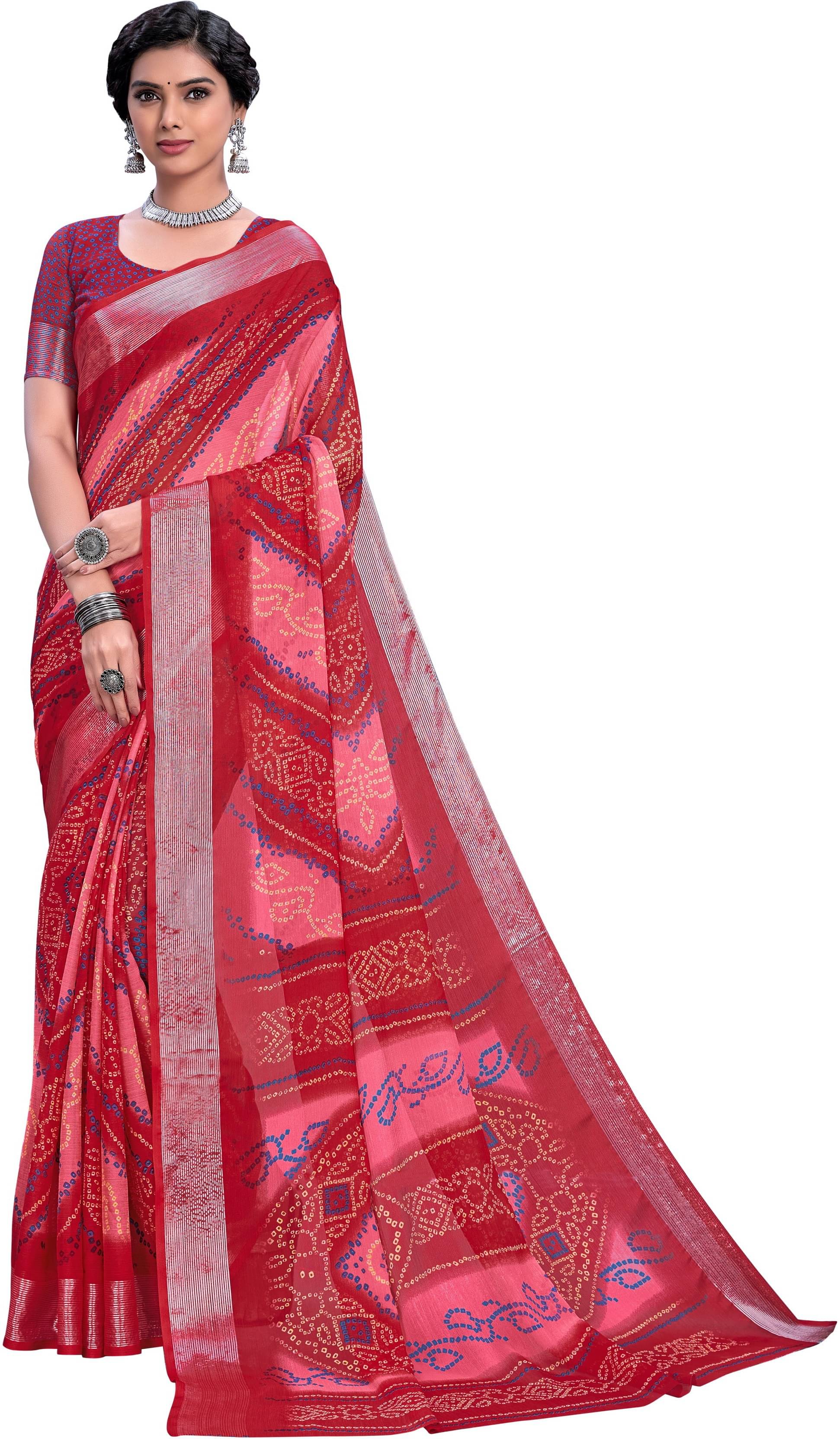     			Sariya Viscose Printed Saree With Unstitched Blouse Piece ( Multicolor )