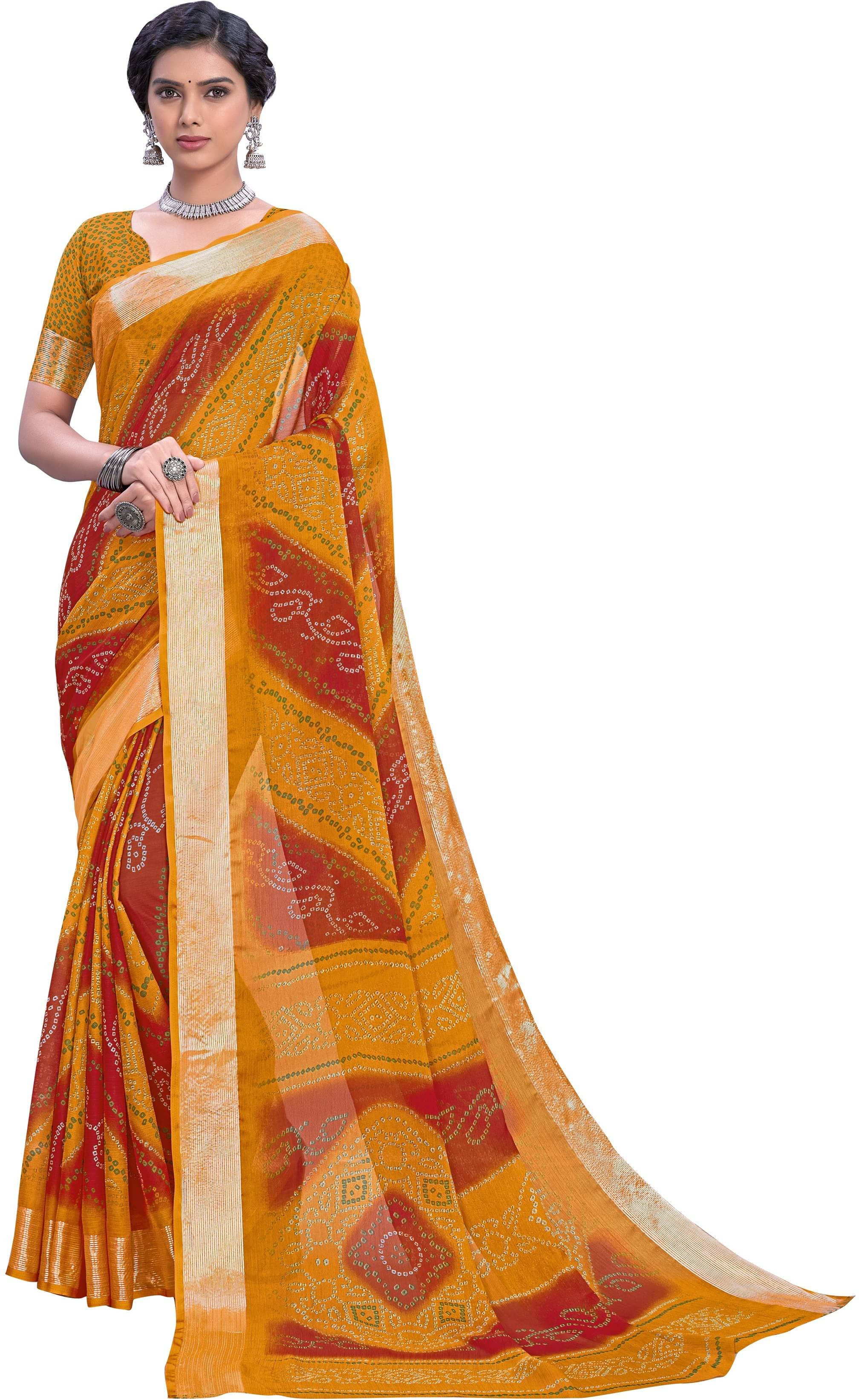 Sariya Viscose Printed Saree With Unstitched Blouse Piece ( Mustard ) Sariya Viscose Printed Saree With Unstitched Blouse Piece ( Mustard )