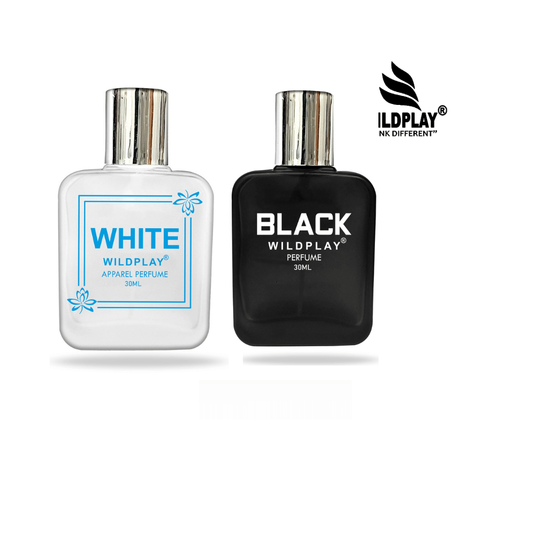 Wildplay Black & White  30ml Each Unisex Perfume Deodorant Spray & Perfume for Unisex 60 ml ( Pack of 2 )