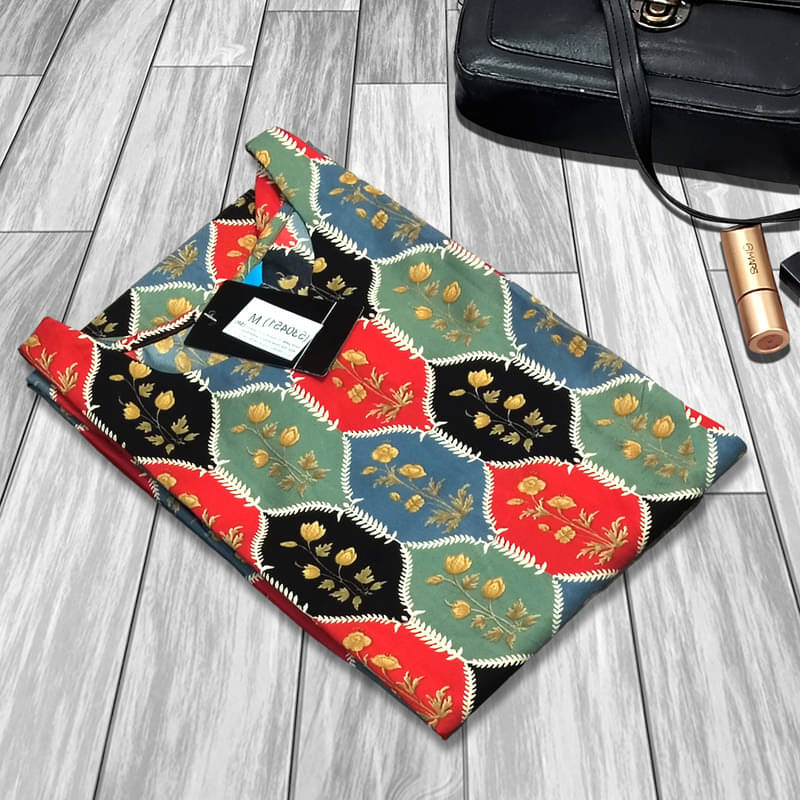 Ethnic Basket Pack of 1 Crepe Printed A-line Women's Kurti - ( Multicolor1 ) Ethnic Basket Pack of 1 Crepe Printed A-line Women's Kurti - ( Multicolor1 )
