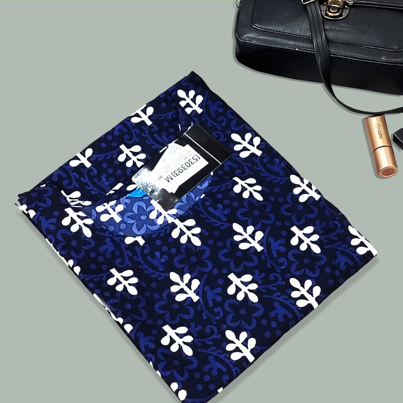 Ethnic Basket Pack of 1 Crepe Printed A-line Women's Kurti - ( Navy Blue ) Ethnic Basket Pack of 1 Crepe Printed A-line Women's Kurti - ( Navy Blue )