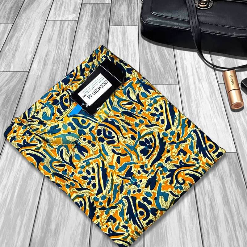 Ethnic Basket Pack of 1 Crepe Printed A-line Women's Kurti - ( Yellow & Black )     			Ethnic Basket Pack of 1 Crepe Printed A-line Women's Kurti - ( Yellow & Black )