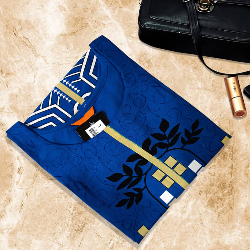 Ethnic Basket Pack of 1 Crepe Printed A-line Women's Kurti - ( Navy Blue )     			Ethnic Basket Pack of 1 Crepe Printed A-line Women's Kurti - ( Navy Blue )