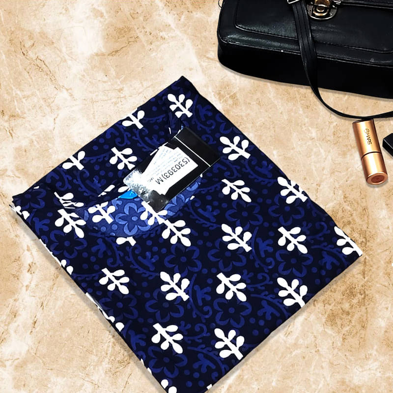     			Ethnic Basket Pack of 1 Crepe Printed A-line Women's Kurti - ( Navy Blue )