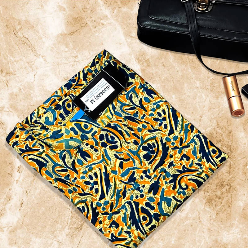     			Ethnic Basket Pack of 1 Crepe Printed A-line Women's Kurti - ( Yellow & Black )