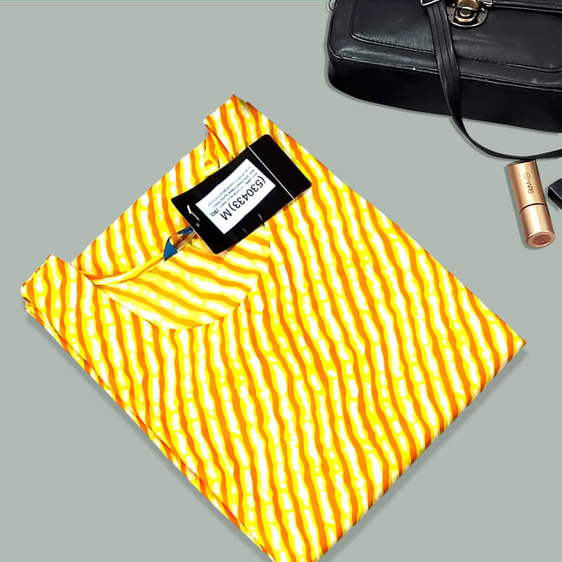 Ethnic Basket Pack of 1 Crepe Printed A-line Women's Kurti - ( Yellow ) Ethnic Basket Pack of 1 Crepe Printed A-line Women's Kurti - ( Yellow )