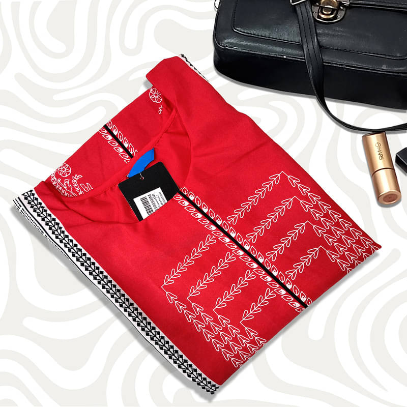 Ethnic Basket Pack of 1 Crepe Printed A-line Women's Kurti - ( Red )     			Ethnic Basket Pack of 1 Crepe Printed A-line Women's Kurti - ( Red )