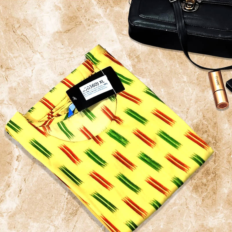 Ethnic Basket Pack of 1 Crepe Printed A-line Women's Kurti - ( Yellow ) Ethnic Basket Pack of 1 Crepe Printed A-line Women's Kurti - ( Yellow )