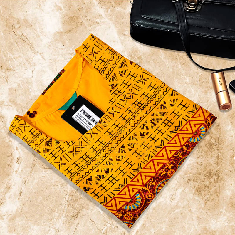     			Ethnic Basket Pack of 1 Crepe Printed A-line Women's Kurti - ( Yellow )