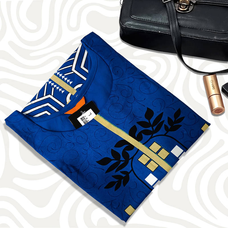 Ethnic Basket Pack of 1 Crepe Printed A-line Women's Kurti - ( Navy Blue ) Ethnic Basket Pack of 1 Crepe Printed A-line Women's Kurti - ( Navy Blue )