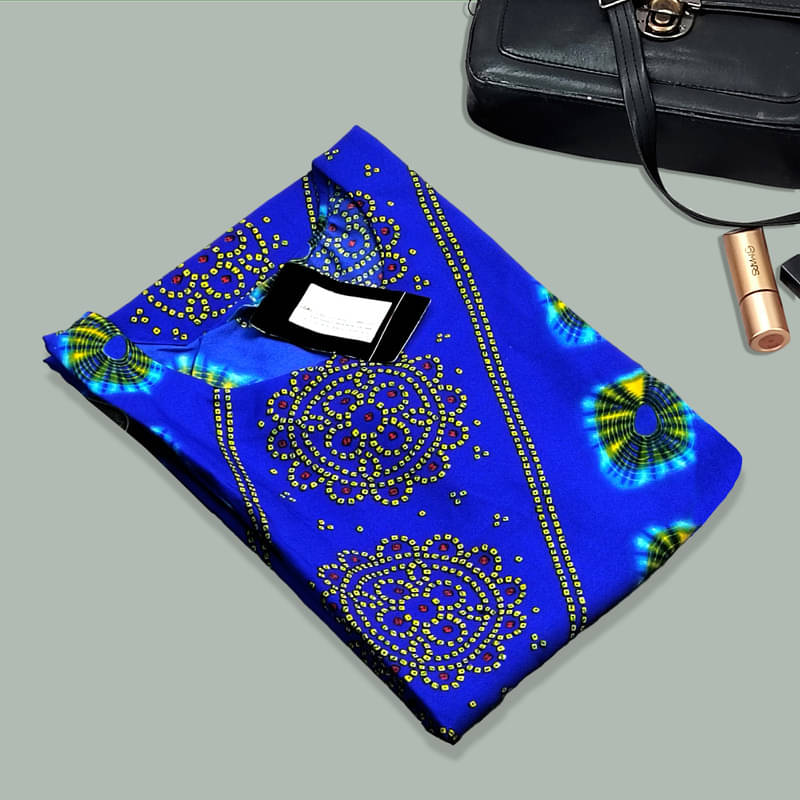     			Ethnic Basket Pack of 1 Crepe Printed A-line Women's Kurti - ( Blue )