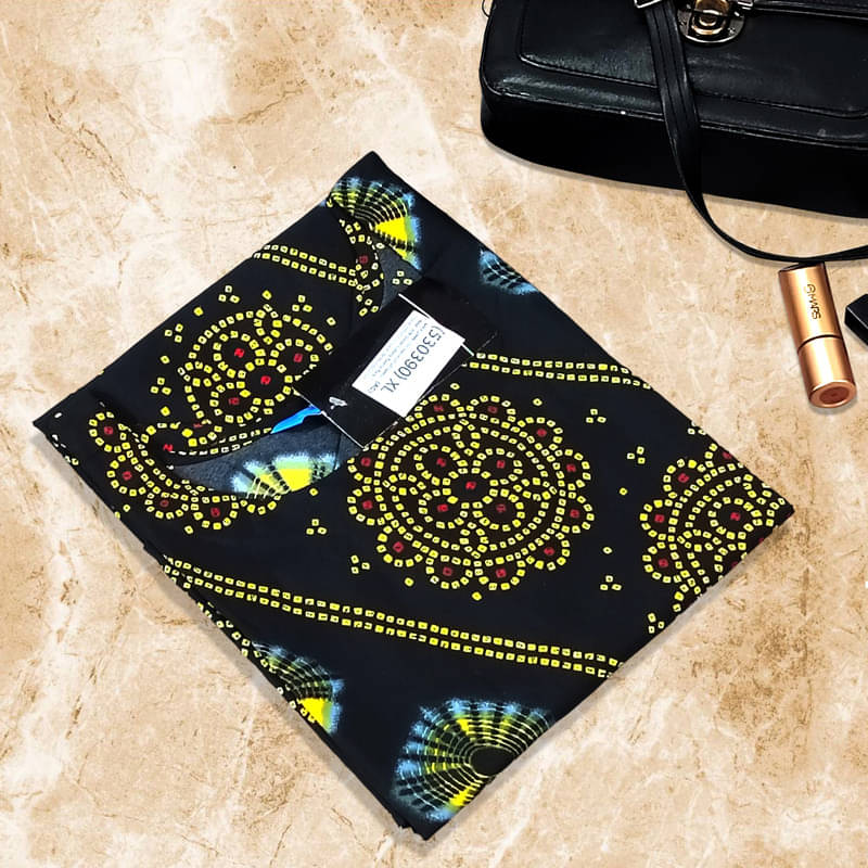 Ethnic Basket Pack of 1 Crepe Printed A-line Women's Kurti - ( Yellow & Black ) Ethnic Basket Pack of 1 Crepe Printed A-line Women's Kurti - ( Yellow & Black )