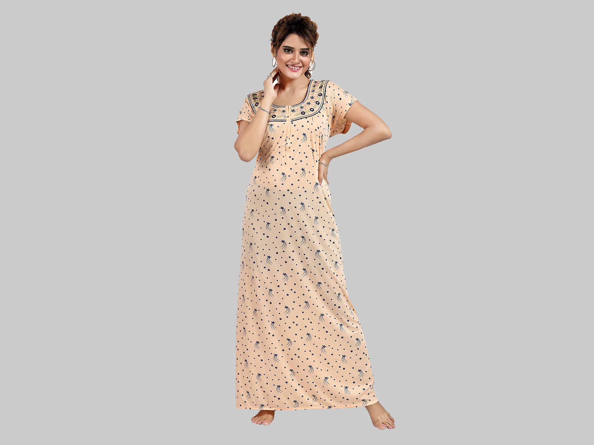 Gutthi Brown Hosiery Women's Nightwear Nighty & Night Gowns ( Pack of 1 ) Gutthi Brown Hosiery Women's Nightwear Nighty & Night Gowns ( Pack of 1 )