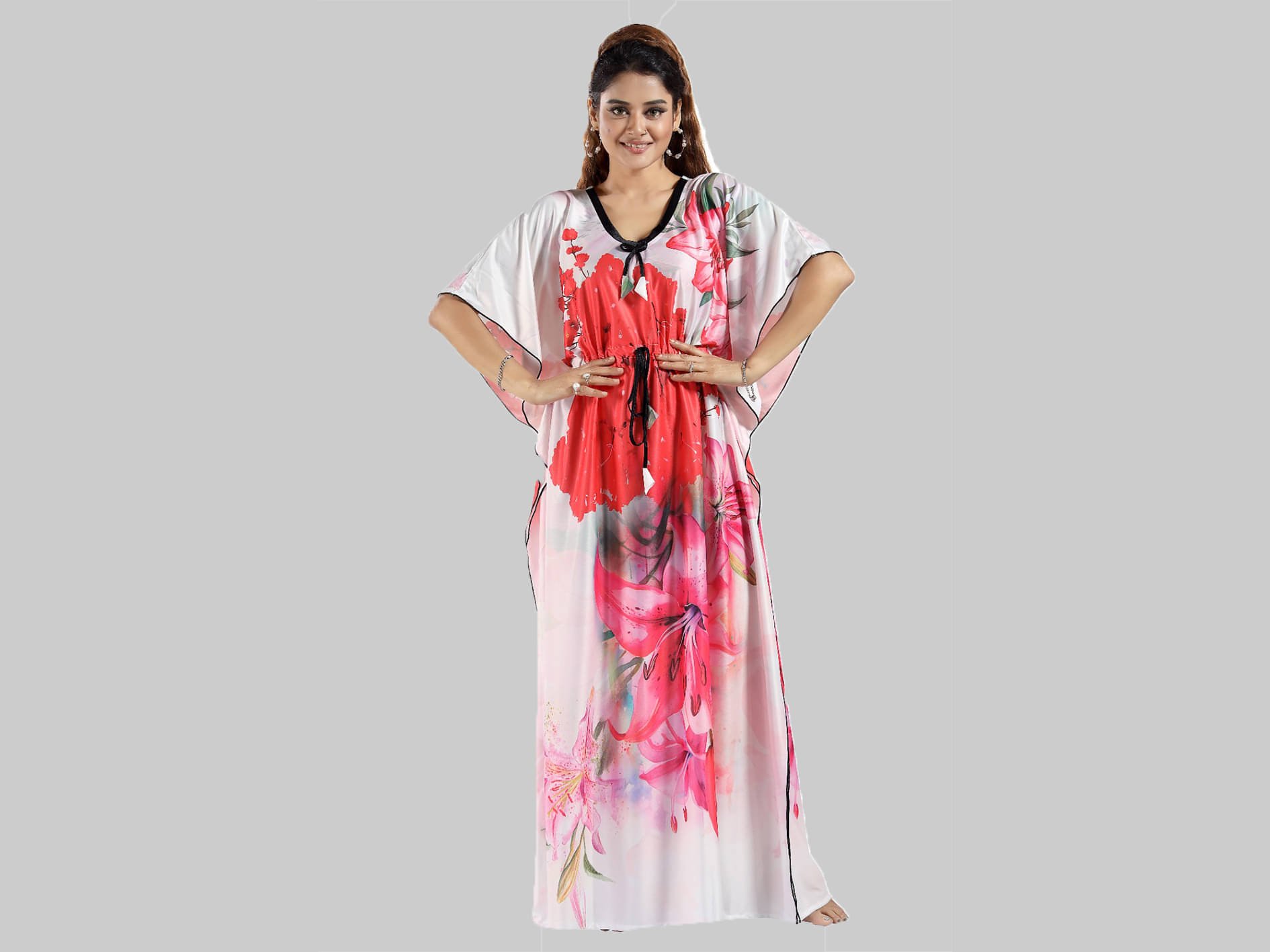     			Gutthi Pink Satin Women's Nightwear Kaftan ( Pack of 1 )