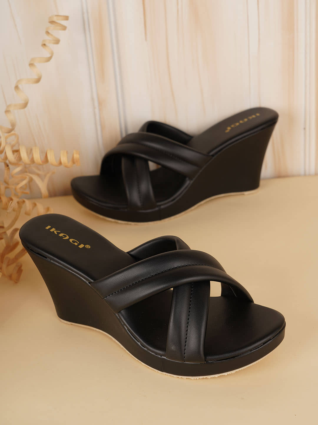 IKAGI Black Women's Slip On Heels - Heels | Buy online on ZillyBuy