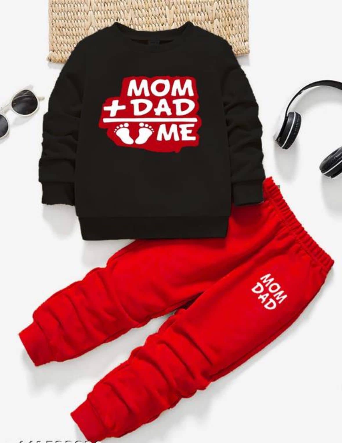 MUSNAH GARMENTS Pack of 1 Baby Boys Cotton T-Shirt & Trackpants Set ( Black )