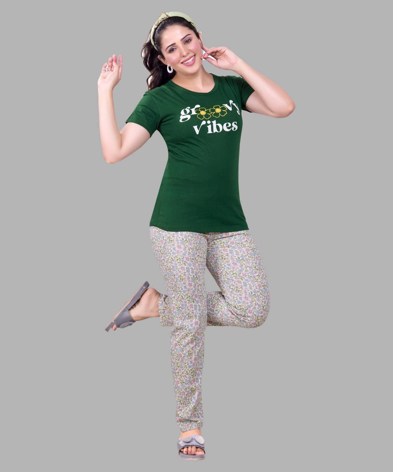     			Monisha Plus Green Cotton Women's Nightwear Nightsuit Sets ( Pack of 1 )