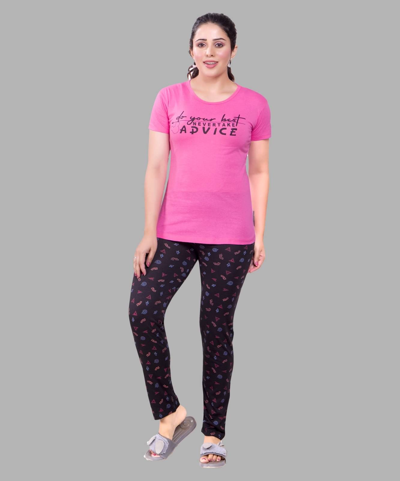     			Monisha Plus Pink Cotton Women's Nightwear Nightsuit Sets ( Pack of 1 )