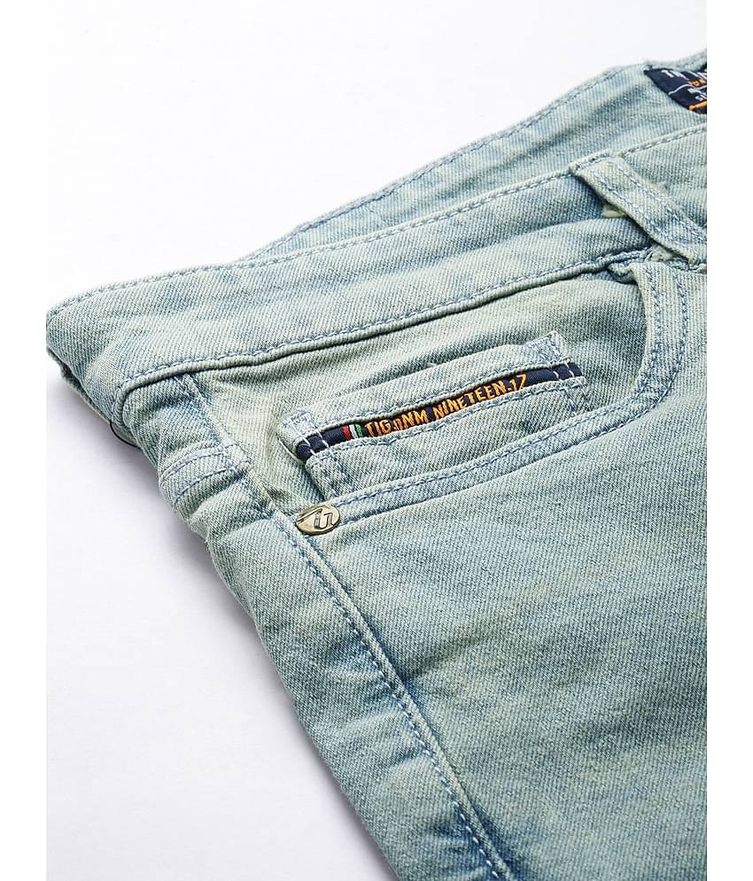 The Indian Garage Co Men Blue Slim Fit Highly Distressed Heavy Fade Stretchable Jeans