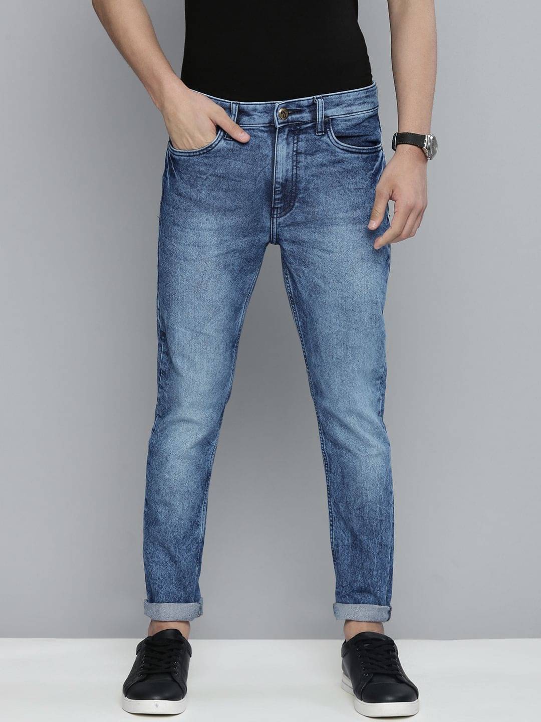     			The Indian Garage Co. Slim Fit Cuffed Hem Men's Jeans - Blue ( Pack of 1 )