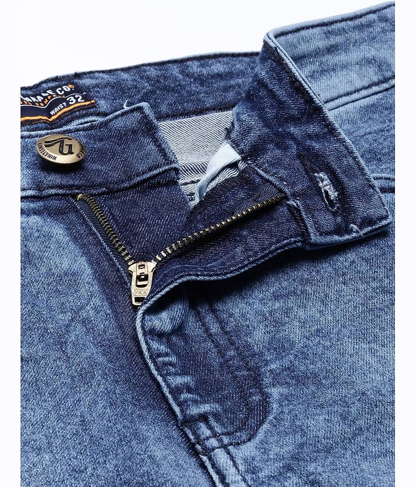 The Indian Garage Co. Slim Fit Cuffed Hem Men's Jeans - Blue ( Pack of 1 )