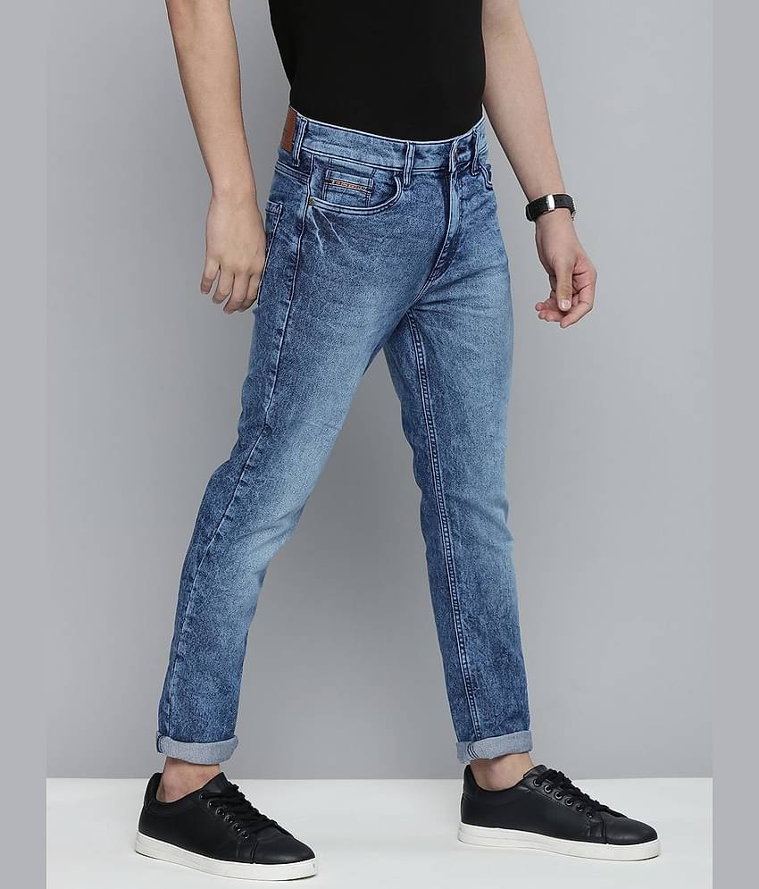 The Indian Garage Co. Slim Fit Cuffed Hem Men's Jeans - Blue ( Pack of 1 )