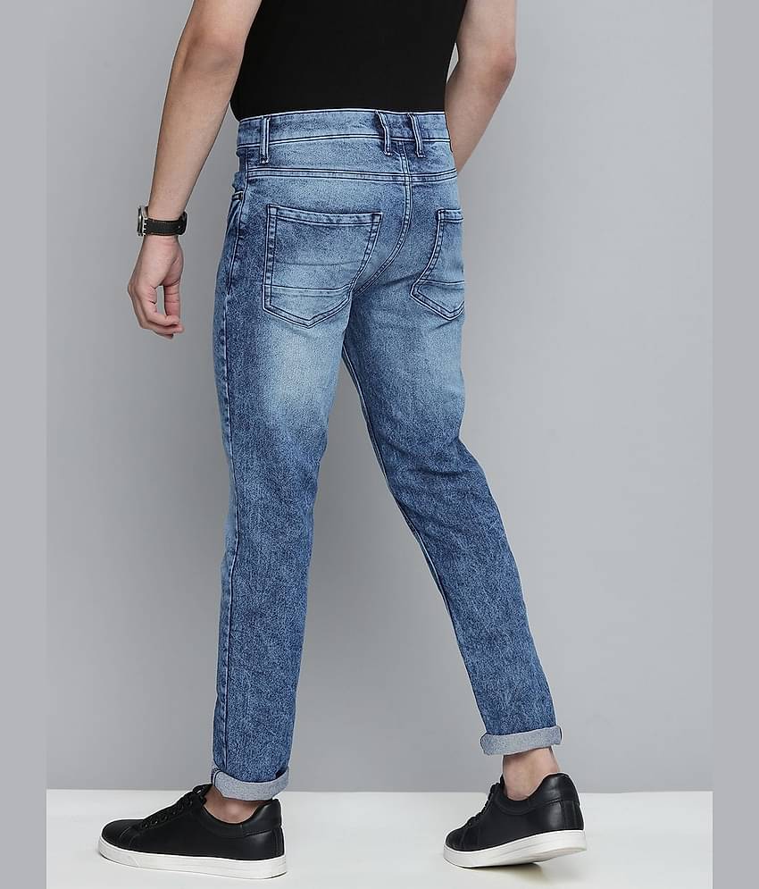 The Indian Garage Co. Slim Fit Cuffed Hem Men's Jeans - Blue ( Pack of 1 )