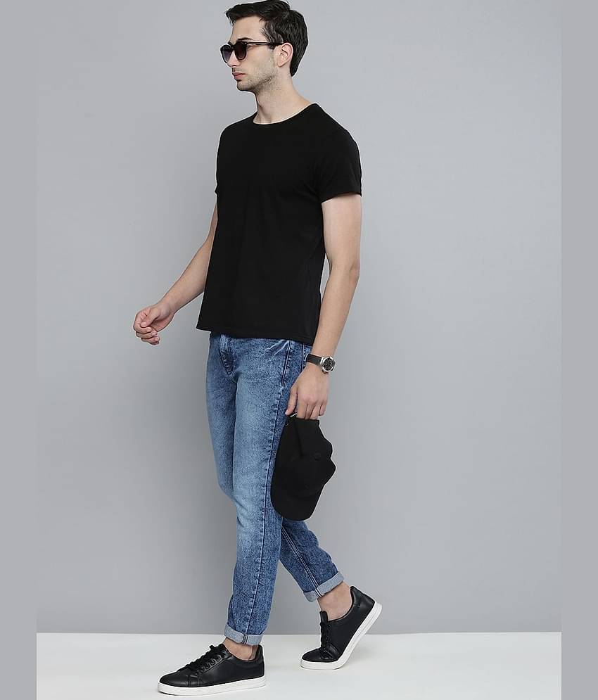 The Indian Garage Co. Slim Fit Cuffed Hem Men's Jeans - Blue ( Pack of 1 )