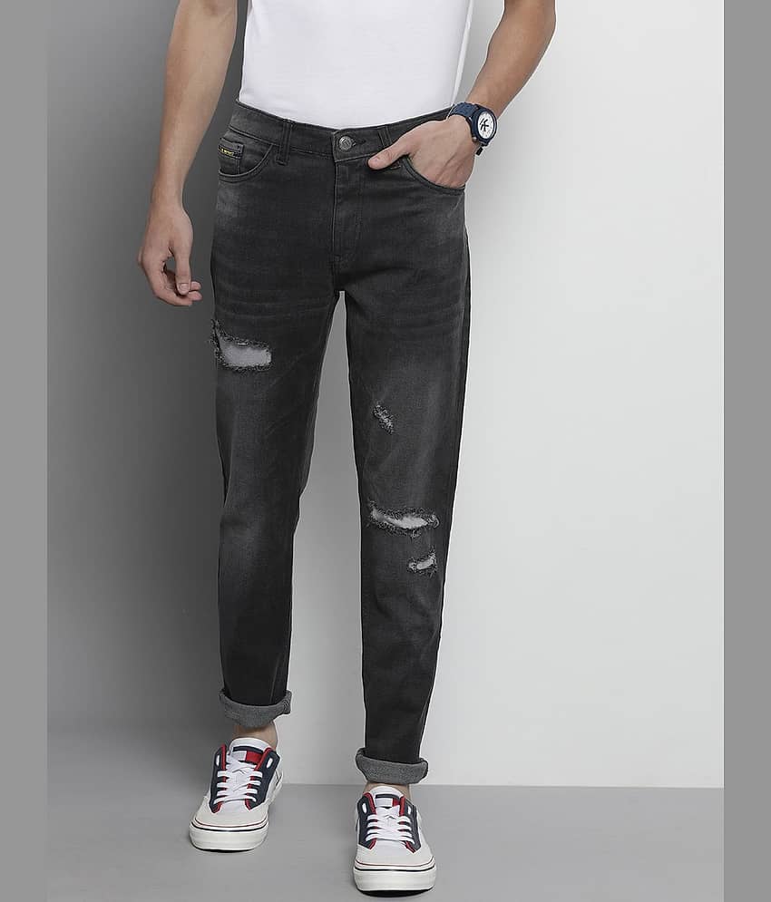 The Indian Garage Co. Slim Fit Distressed Men's Jeans - Black ( Pack of 1 ) - Jeans | Buy online on ZillyBuy